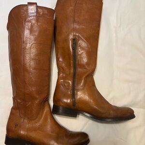Frye Cognac Leather Heeled Boots
